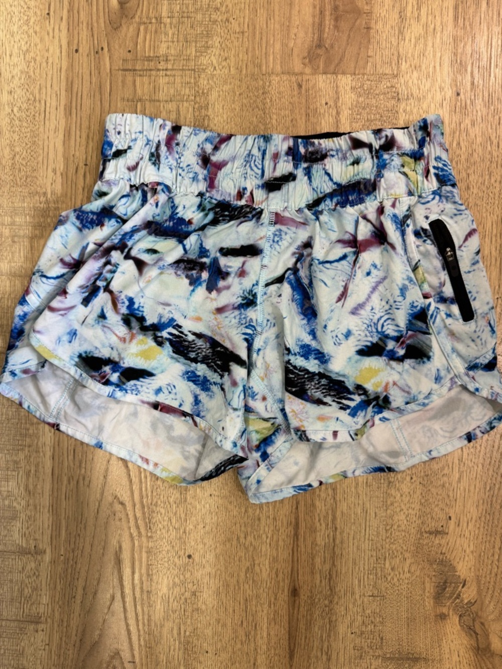 lululemon athletica Light Blue Multicolor Print Running Shorts